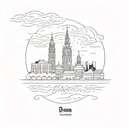 An Abstract Representation Of Bremen's Skyline In A Sketch Style