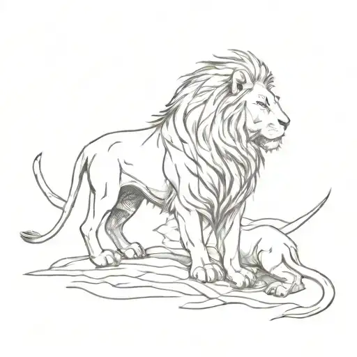 A Lion And Son Silhouette Intertwined To Represent The Unbreakable Bond Between Family Members