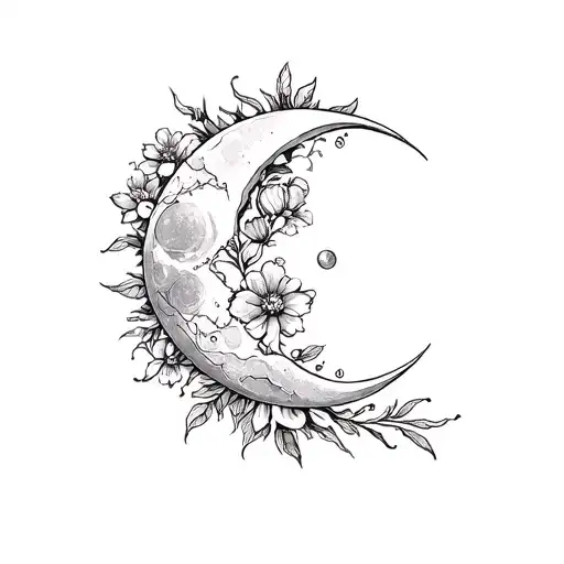 Moon And Sun With Flowers Wrapped