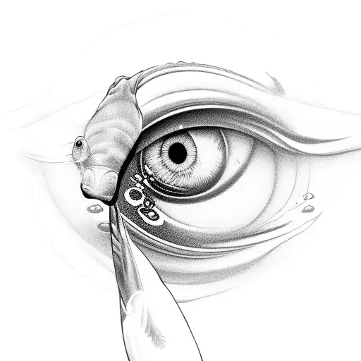 Eye With Koi Fish Swimming Around Inside Of It Making The Ting Yang