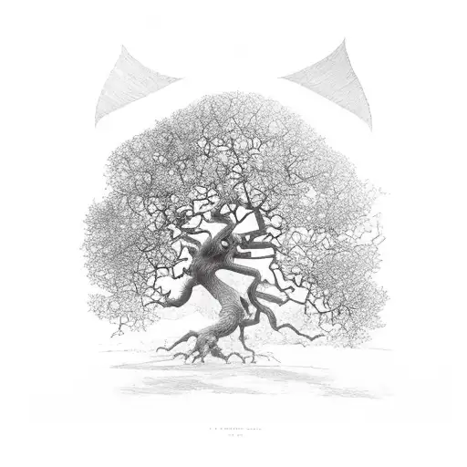 Oak Tree With Half Of Its Leaves Gone