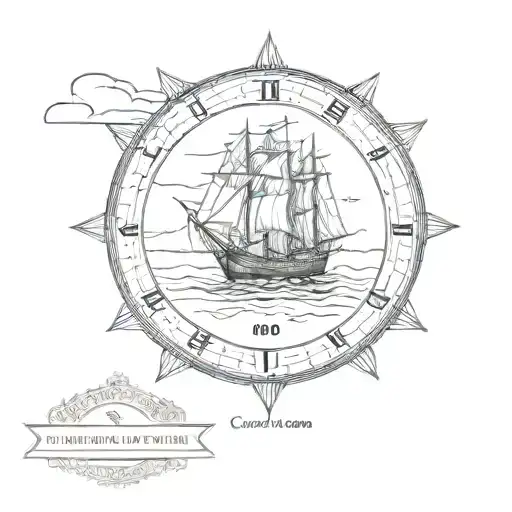 Canadian 10 Cent Coin With The Sail Boat Tattoo With A Clock Around It