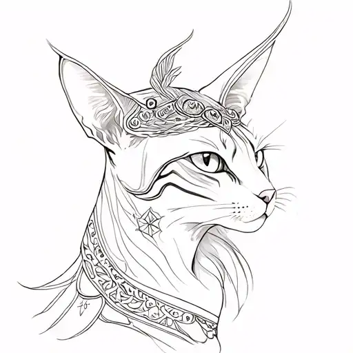 Bastet Goddess Fine Line