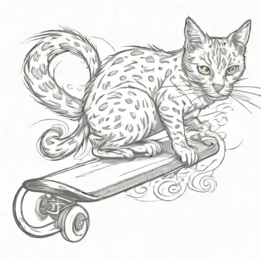 Stray Cat Skateboarding And Smoking Cigarette