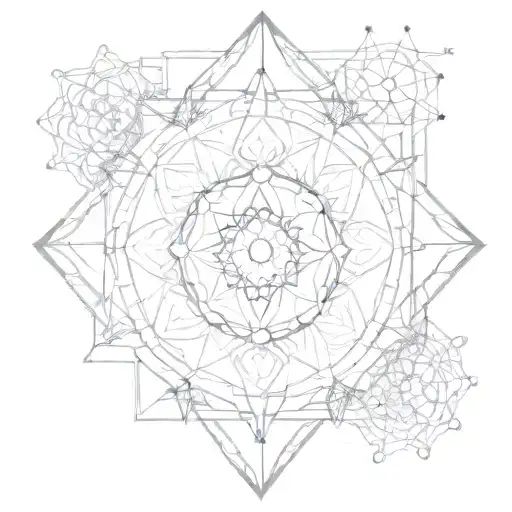 A Geometric Pattern Representing The Interconnectedness Of Chakras And Elements Of Nature