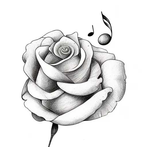 Wild Rose And A Music Note