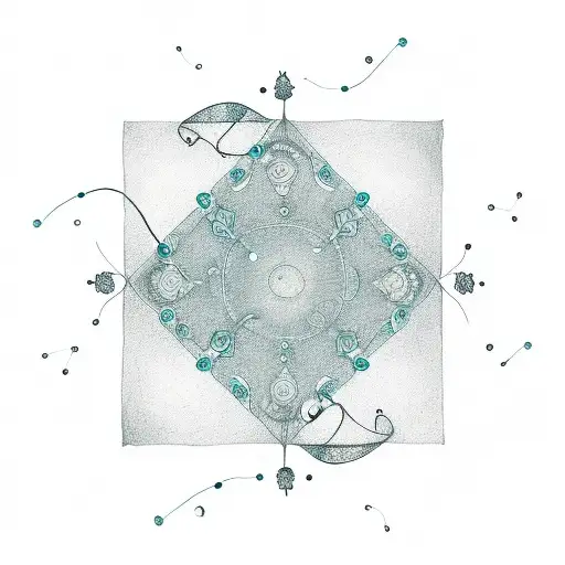 Teal Bed Frame That Resembles A Craddle And Fairy Lights On The Wall Behind It