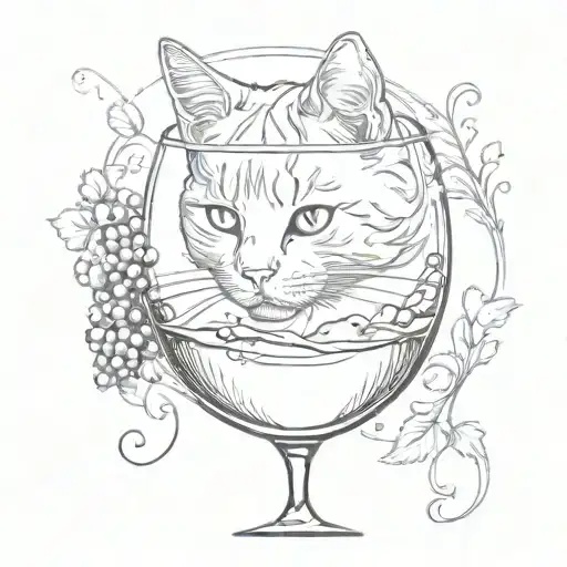 Cat In A Glass Of Wine