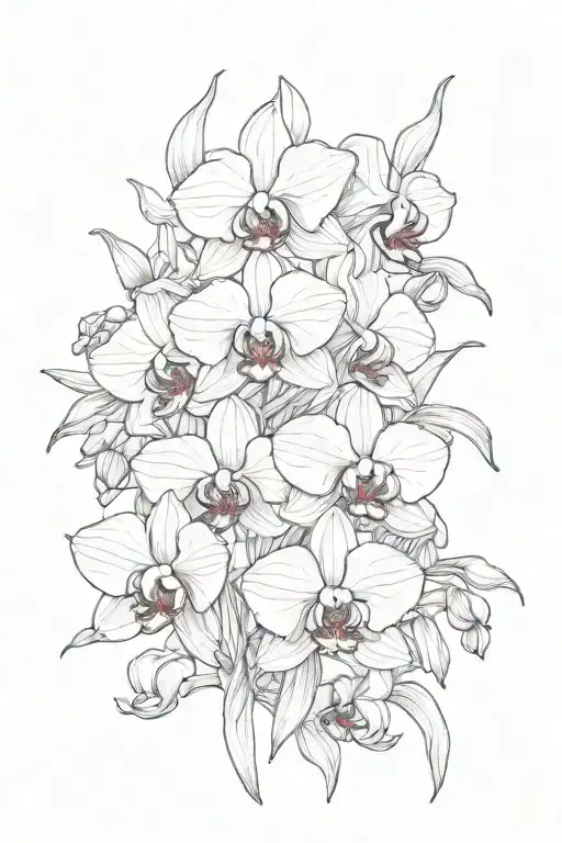 Orchids With Ponesettas And Irises In A Bundle Family Red Black