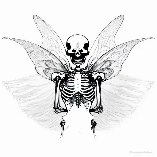 Skeleton With Fairy Wings Curly Hair