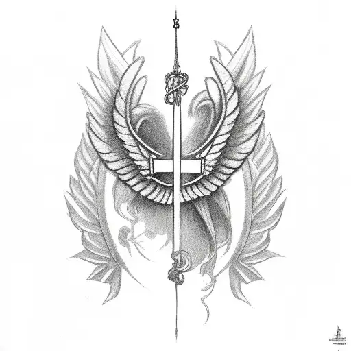 Jian Bird With Angel Wings With The Tail The Bottom Of A Cross