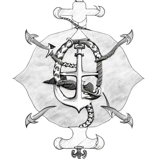 Aircraft Carrier With Squid And Anchor