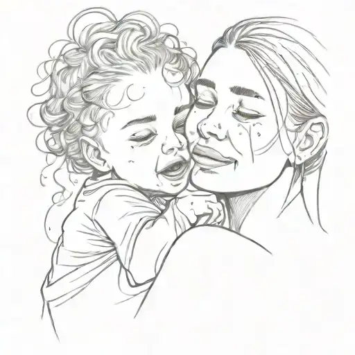 Beautiful Smiling Woman Holding Her Baby As Tears Fall Down Her Face