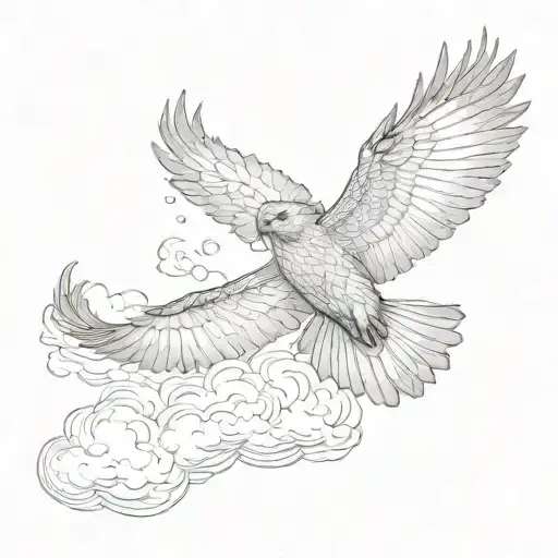 A Hawk Flying Above The Clouds