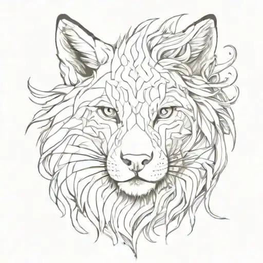 Fox And Lion Split Face