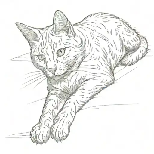 Cat Laying Down And Reaching