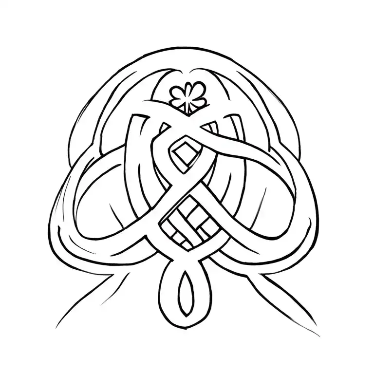 Trinity Symbol Knot With Shamrock Intertwined