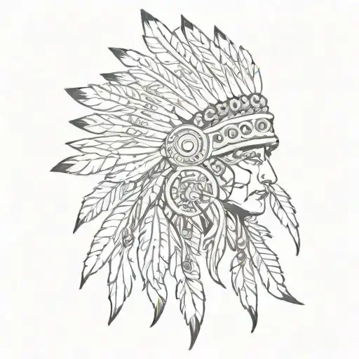A Sketch Style Tattoo Of A Native American Headdress Made Out Of Intertwined Flowers