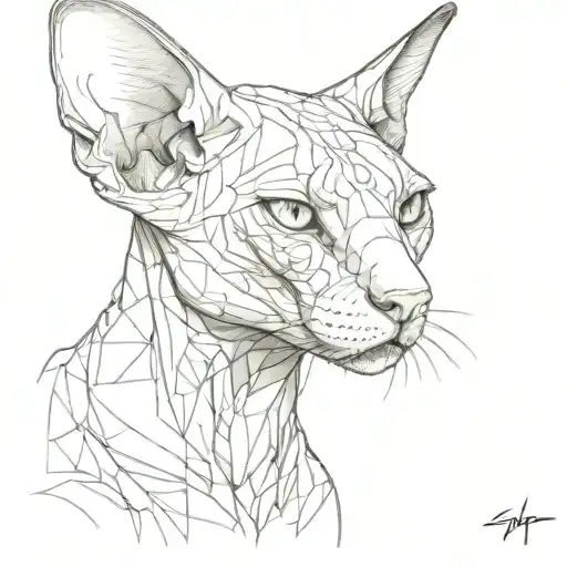 Sphynx Cat Looks Forward Menacingly From The Front