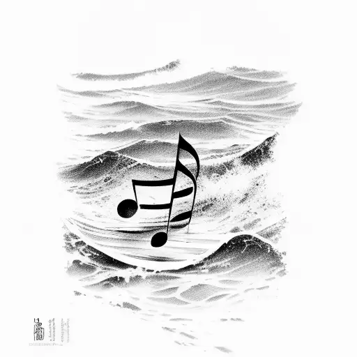 A Serene Beach Scene With Waves Forming Musical Notes