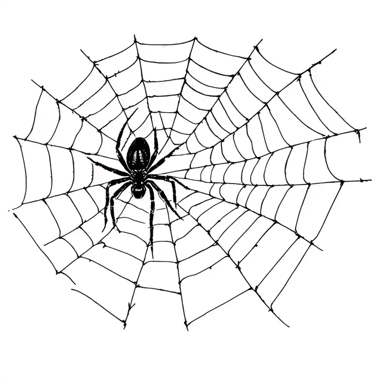 Spiderweb And Blackwidow Spider Weaving A Web
