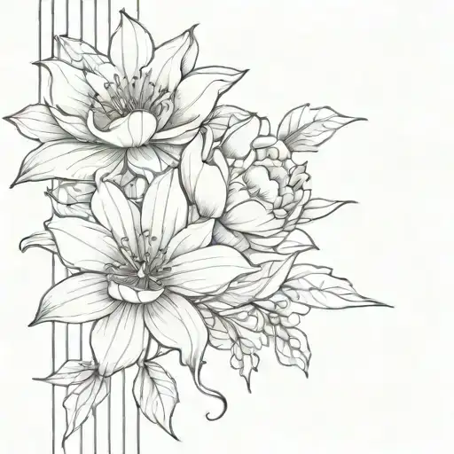 Realism Flowers With Architectural Lines