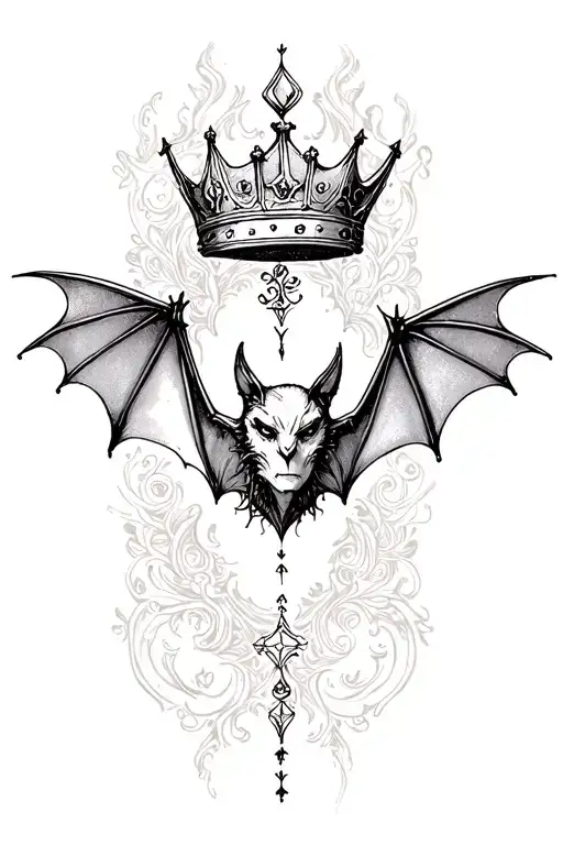 A Bat And A Crown Gothic Style