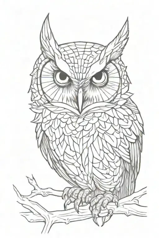 Owl Eyes In Sketch Style