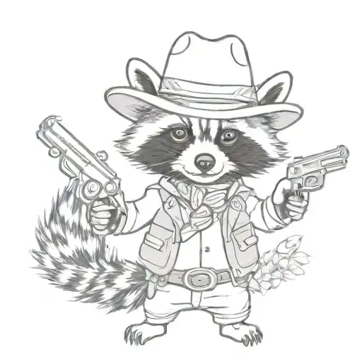 Cute Racoon Dressed As Cowboy With Revolver