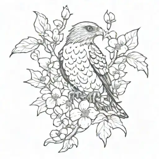 Hawk With Flowering Dogwood