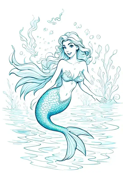 Disney Little Mermaid Swimming Gracefully