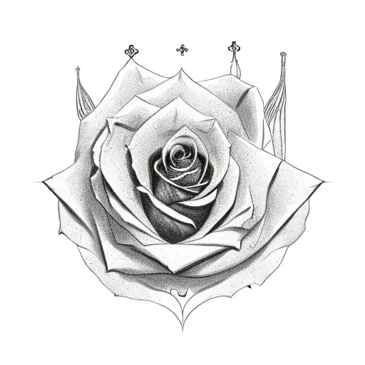 Mexican Style Rose Around Christian Cross