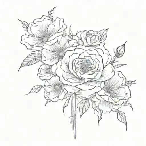 Rose And Cosmos Flowers