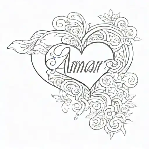 Create A Minimalist Design Of The Name 'Amar' With A Heart Symbol