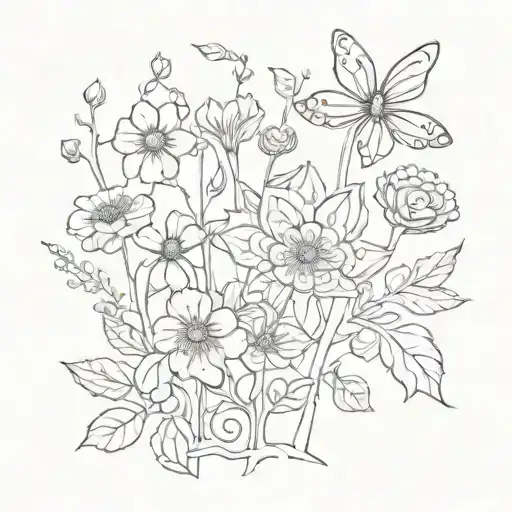 A Whimsical Garden Scene With Each Flower Representing One Of Your Children