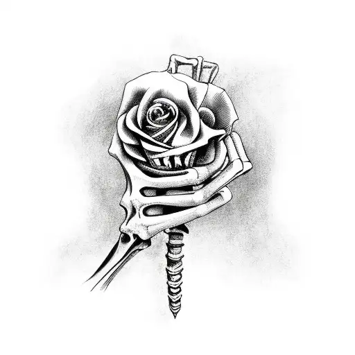 Skeleton Hand Letting Go Of Roses