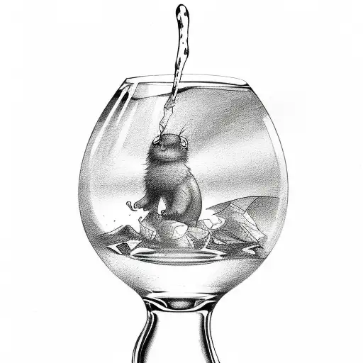 Glass Of Water With A Shadow Behind