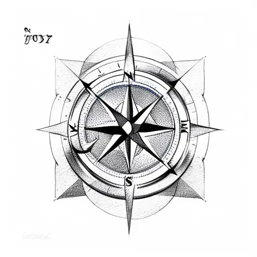 Compass With Mountains And Anchor