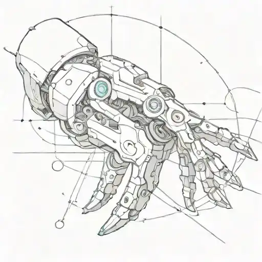 Create A Mechanical Arm Reaching Out Towards A Distant Alien Planet