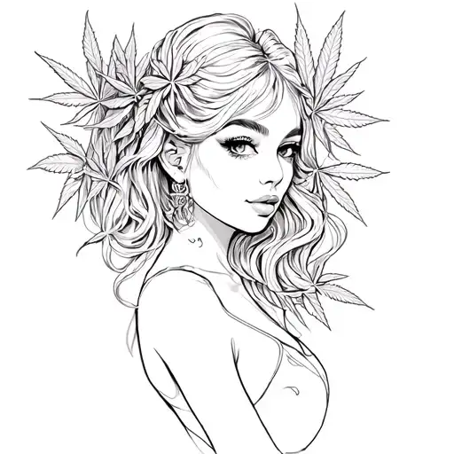 Hot Girl Weed Leaf