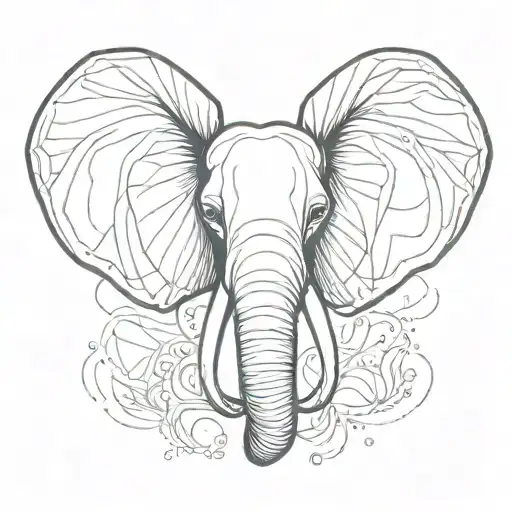 Simple Elephant Ears With An Abstract Heart In Between The Ears Singel Line