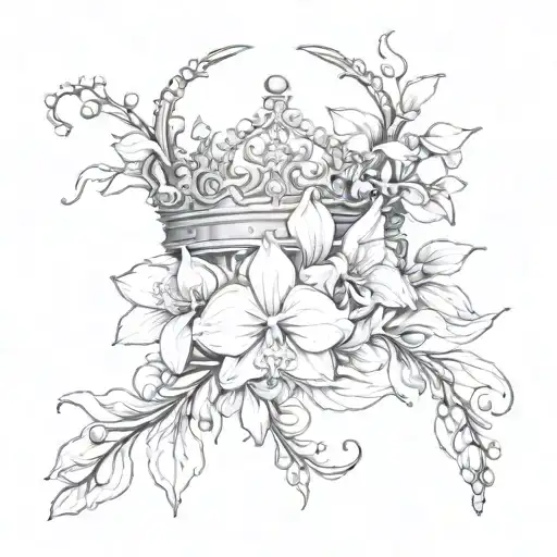 Crown And Orchid Intertwined