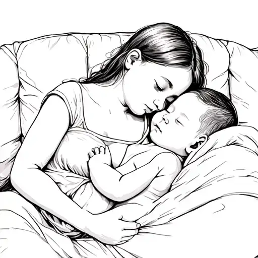 A Baby Sleeping On Her Mother's Lap