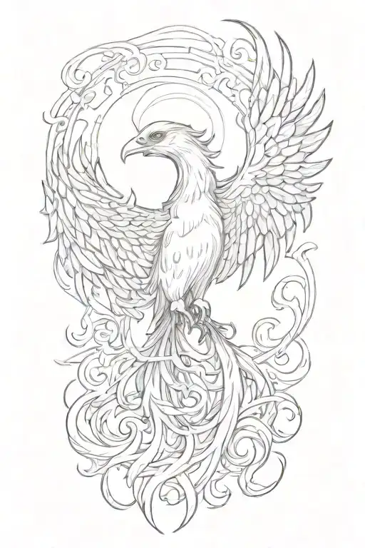 Create A Tattoo Of A Phoenix Rising From The Ashes Symbolizing Spiritual Growth And Transformation