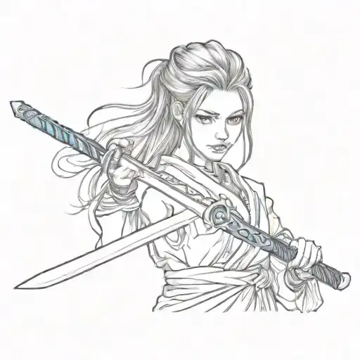 Girl With Katana And Blue Eyes