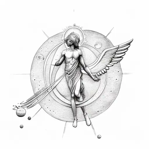 Arch Angel Michael With The Sun And Moon