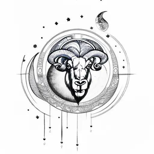 Ram With Moon And Stars