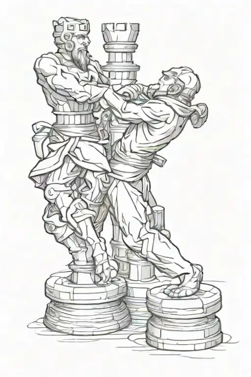 Brazilian Jiu Jitsu Chess Pieces Wearing Belts And Fighting Each Other