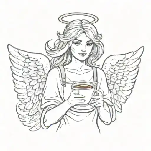 A Sporty Angel With A Coffee Cup Halo