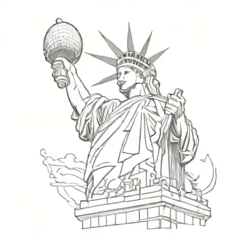 Fuse The Statue Of Liberty With A Football Goal Post